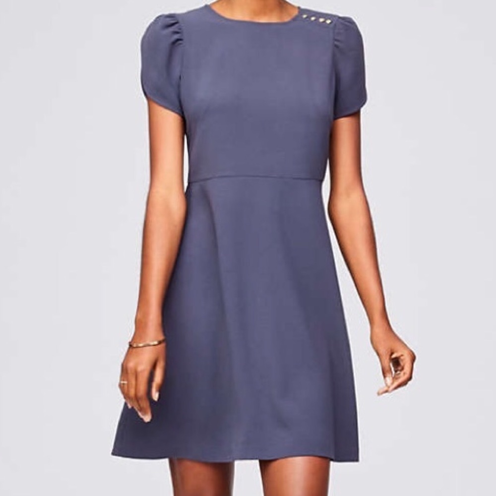 LOFT Shoulder Button Fit and Flare Dress